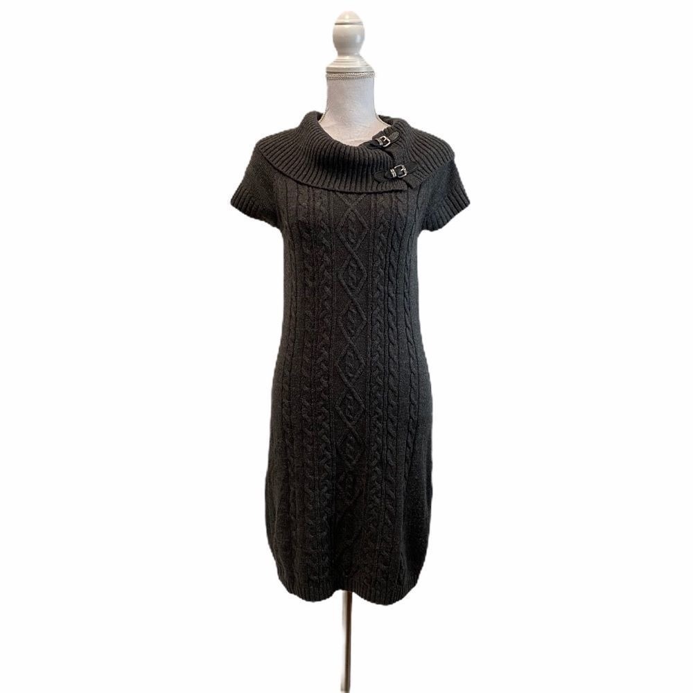 Dressbarn Gray Cable Knit‎ Cowl Neck Sweater Medium